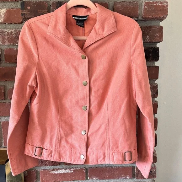 Vintage Requirements Coral Pink Jean Jacket with Button Front - Picture 1 of 8